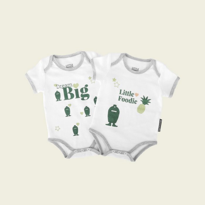 Big Green Egg Rompers Dream Big & Little Foodie set