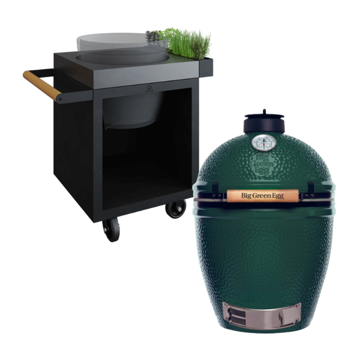 Big Green Egg Large + OFYR BGE Tafel Black 65 Concrete