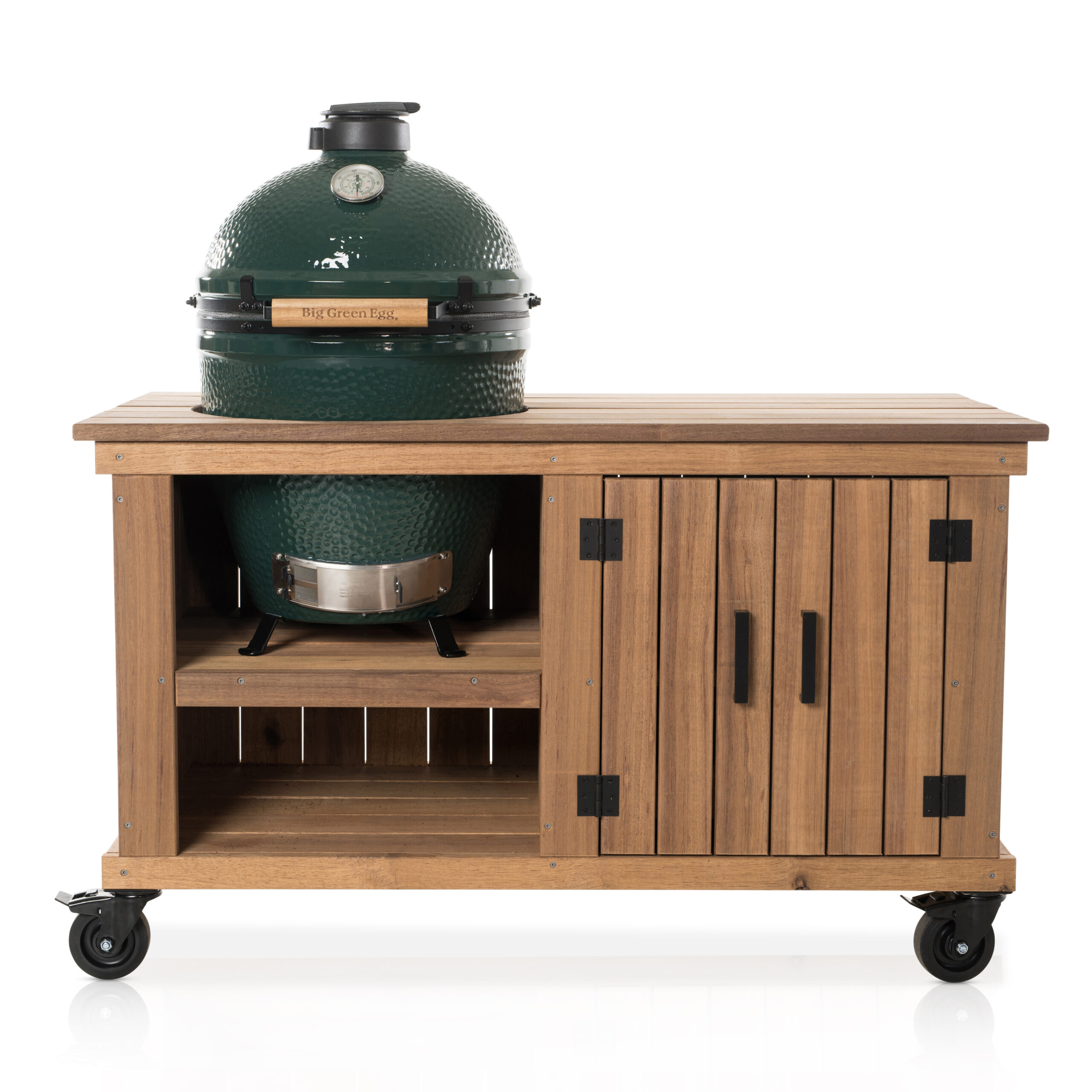 Big Green Egg Large + Fraaii Buitenkeuken Meranti Storage + Houten Werkblad