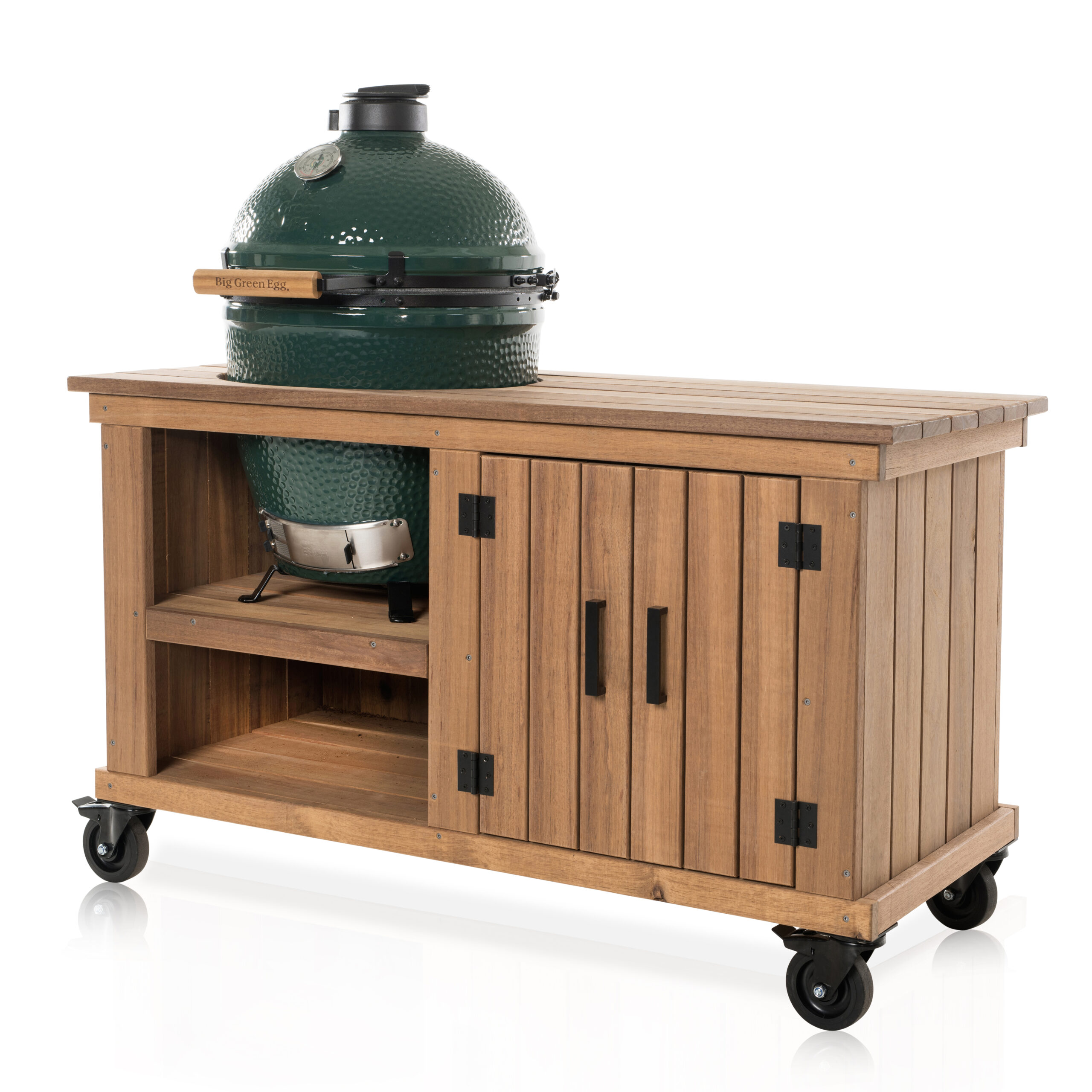 Big Green Egg Large + Fraaii Buitenkeuken Meranti Storage + Houten Werkblad