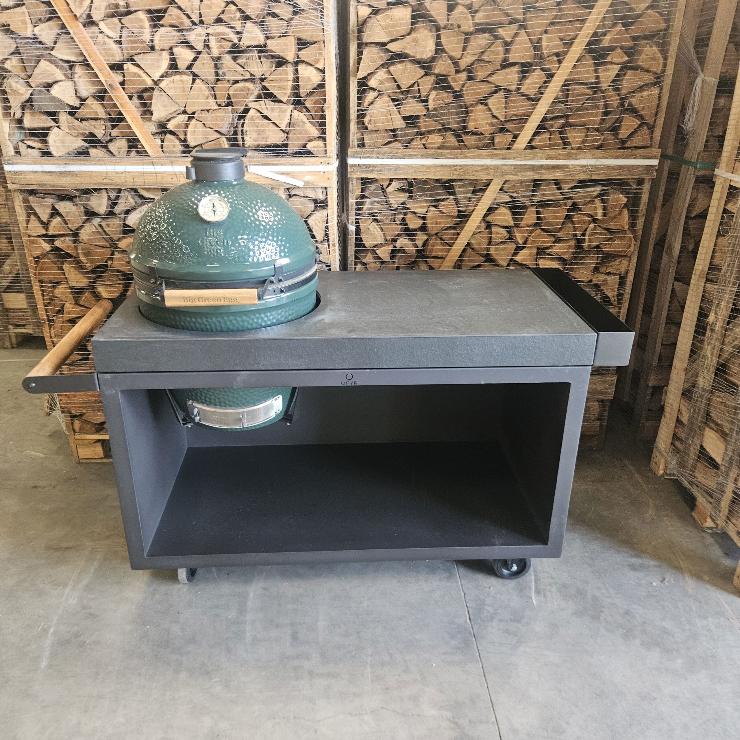 Big Green Egg Large + OFYR Kamado Table 135 Ceramic Dark Blue Ocean